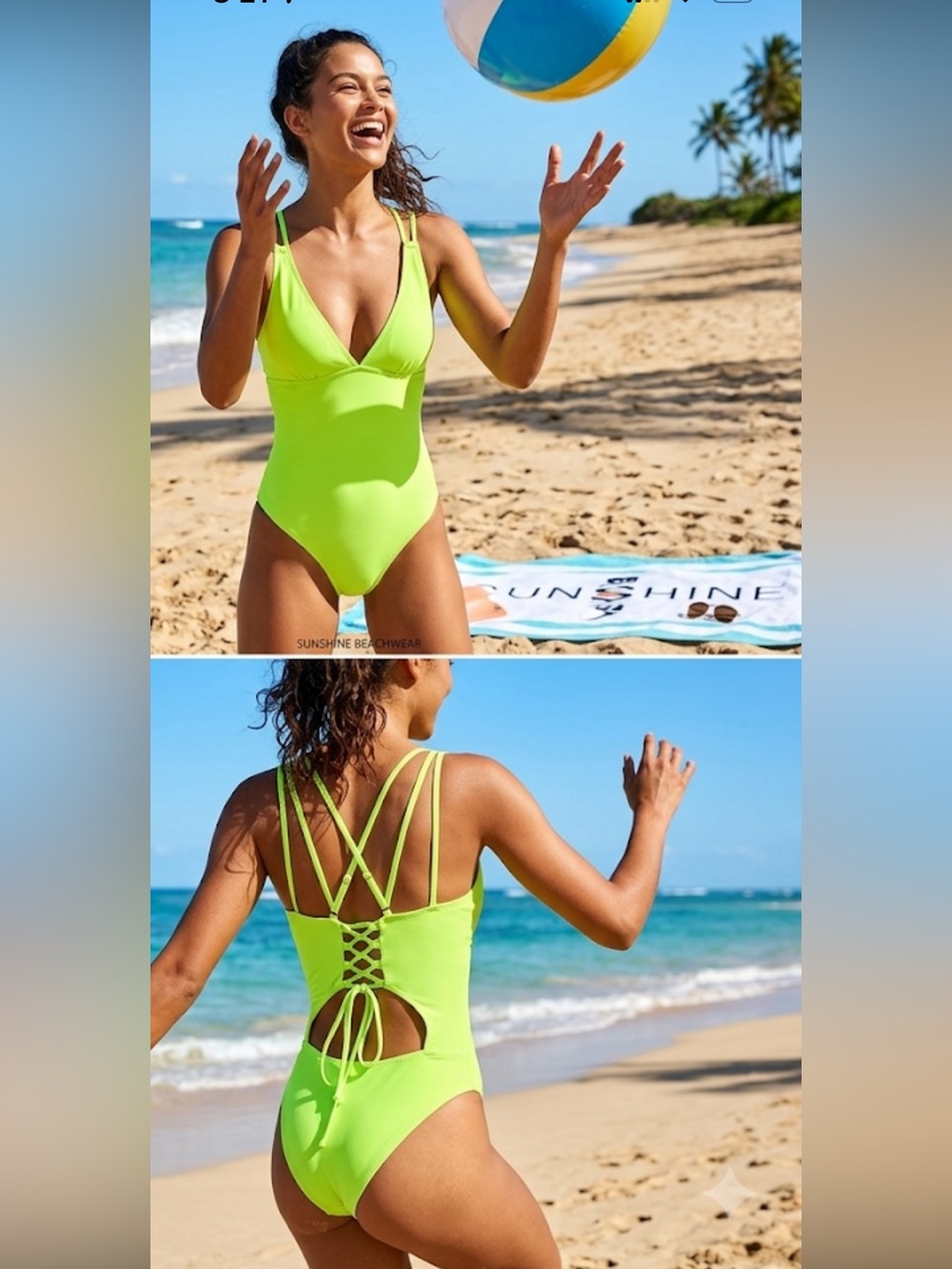 Strappy Neon Green One-Piece Swimsuit